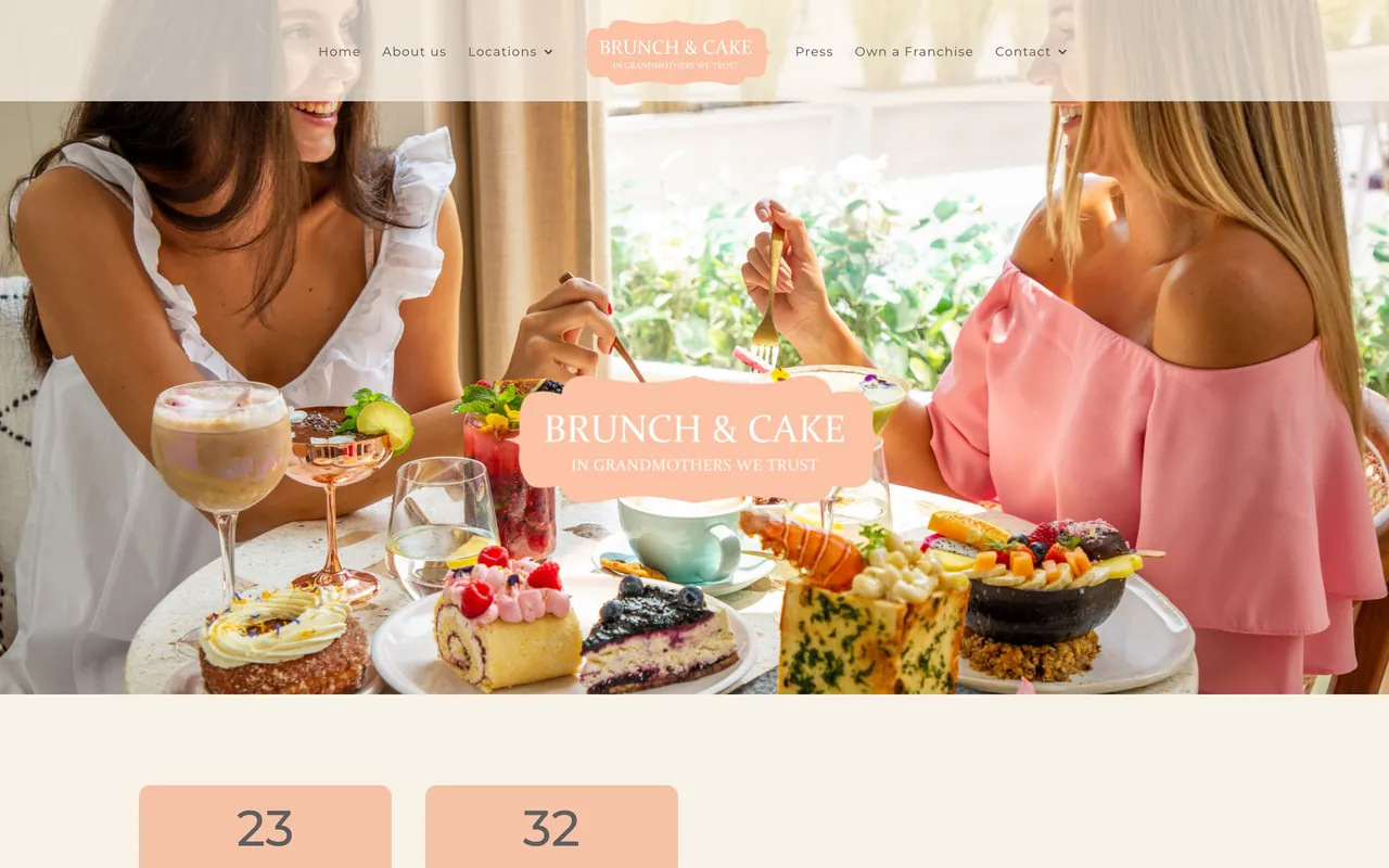 brunchandcake.com homepage hero with the Brunch & Cake brand
