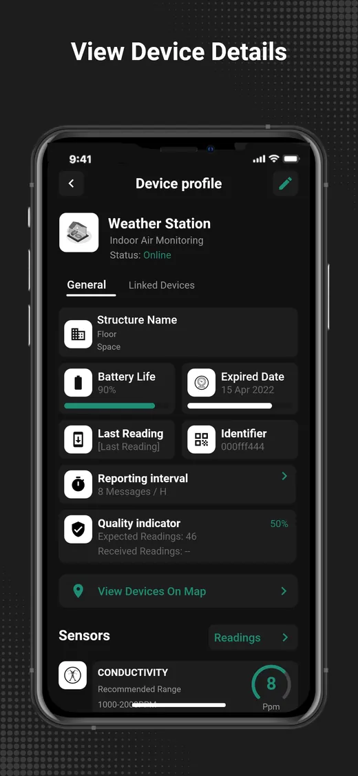 Ignite Shield App Store screenshot: weather-station device profile
